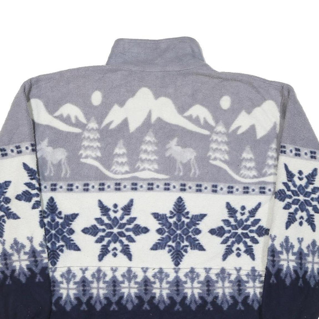 R & R SPORT Mens Blue Grey Patterned Zip Jacket L Polyester Blend Winter Style