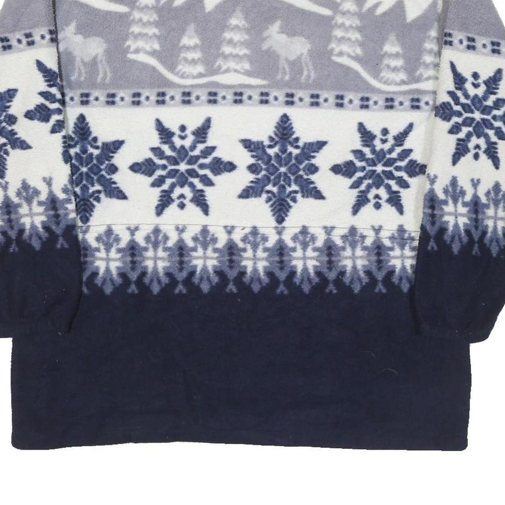 R & R SPORT Mens Blue Grey Patterned Zip Jacket L Polyester Blend Winter Style