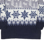 R & R SPORT Mens Blue Grey Patterned Zip Jacket L Polyester Blend Winter Style