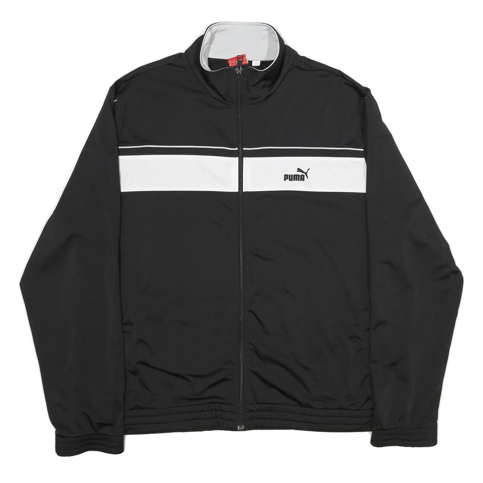 PUMA Mens Black & White Zip Jacket 2XL Polyester Sportswear Classic Fit
