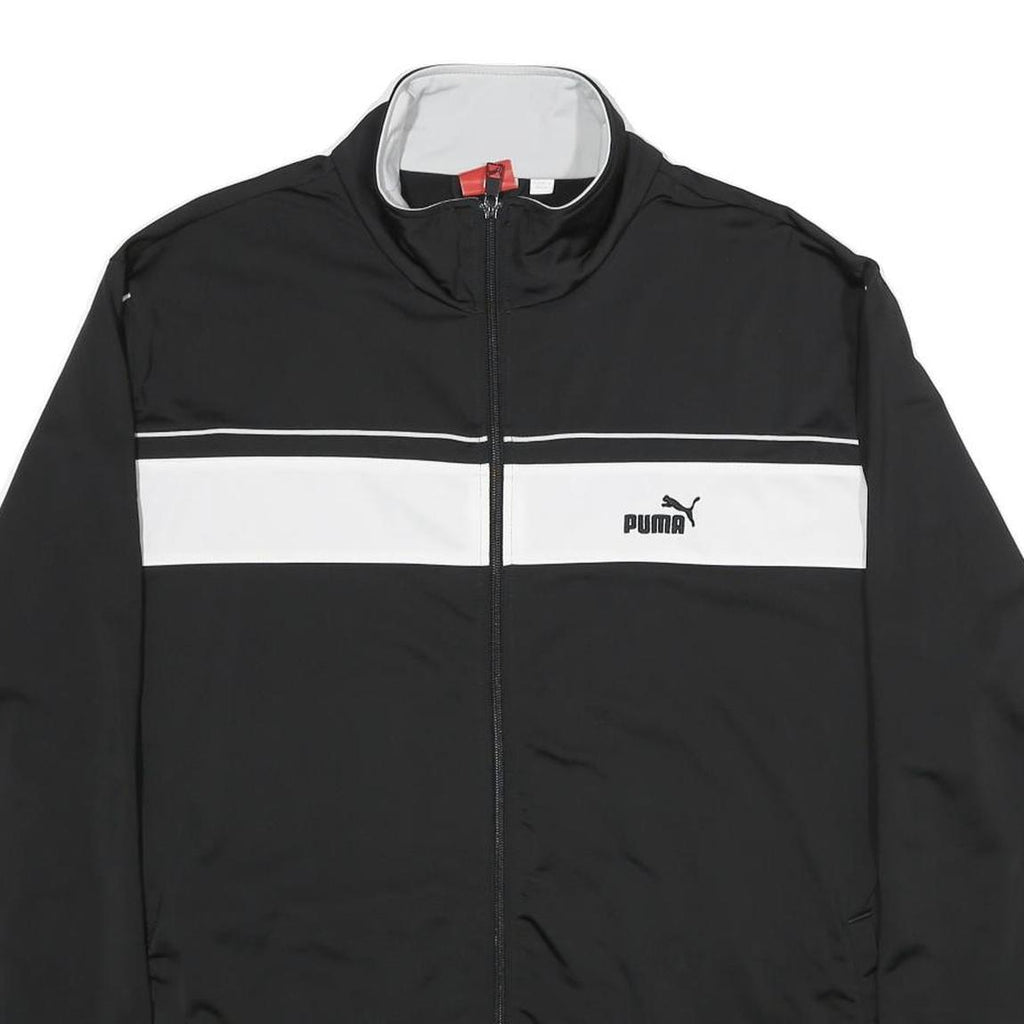 PUMA Mens Black & White Zip Jacket 2XL Polyester Sportswear Classic Fit