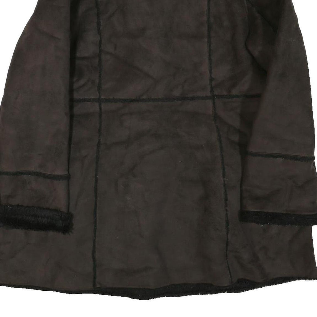 Womens Black Faux Leather Button Jacket M Faux Leather Plain Stylish Winter Wear