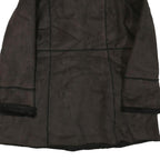 Womens Black Faux Leather Button Jacket M Faux Leather Plain Stylish Winter Wear