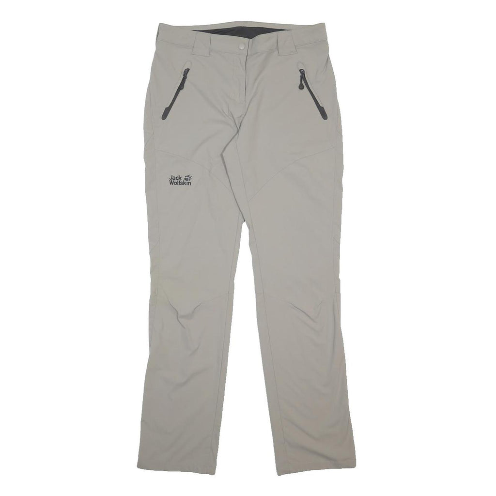 JACK WOLFSKIN Womens Slim Beige Trousers W30 L30 Outdoor Hiking Zip Pockets