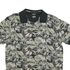 IZOD Mens Black & Grey Tropical Print Short Sleeve Polo Shirt L Casual Golf