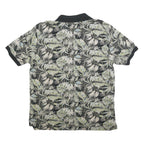 IZOD Mens Black & Grey Tropical Print Short Sleeve Polo Shirt L Casual Golf