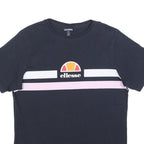 ELLESSE Womens Navy Blue & Pink Graphic T-Shirt UK 12 Short Sleeve Crew Neck