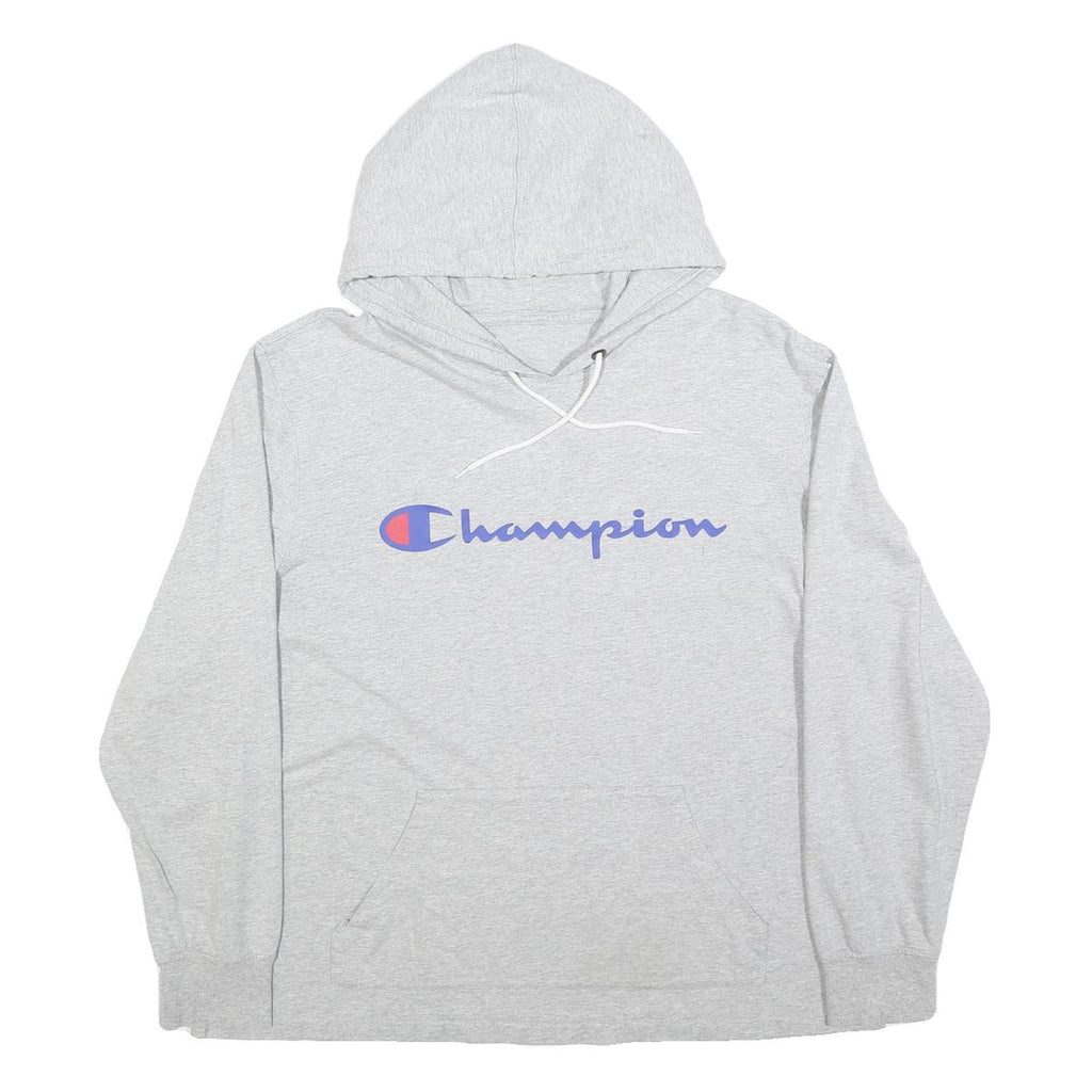 CHAMPION Womens Grey Pullover Hoodie L Cotton Blend Casual Sweatshirt