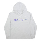 CHAMPION Womens Grey Pullover Hoodie L Cotton Blend Casual Sweatshirt