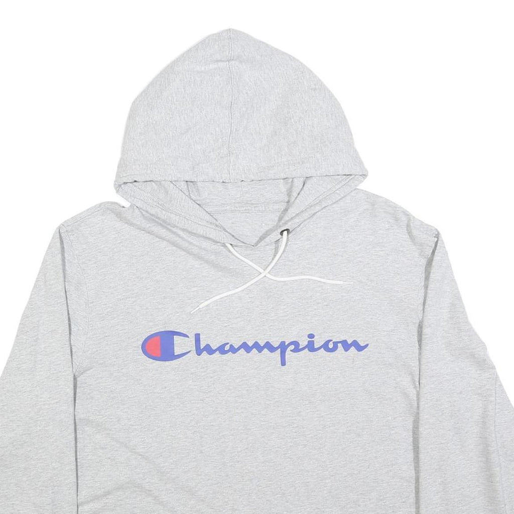 CHAMPION Womens Grey Pullover Hoodie L Cotton Blend Casual Sweatshirt