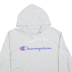 CHAMPION Womens Grey Pullover Hoodie L Cotton Blend Casual Sweatshirt