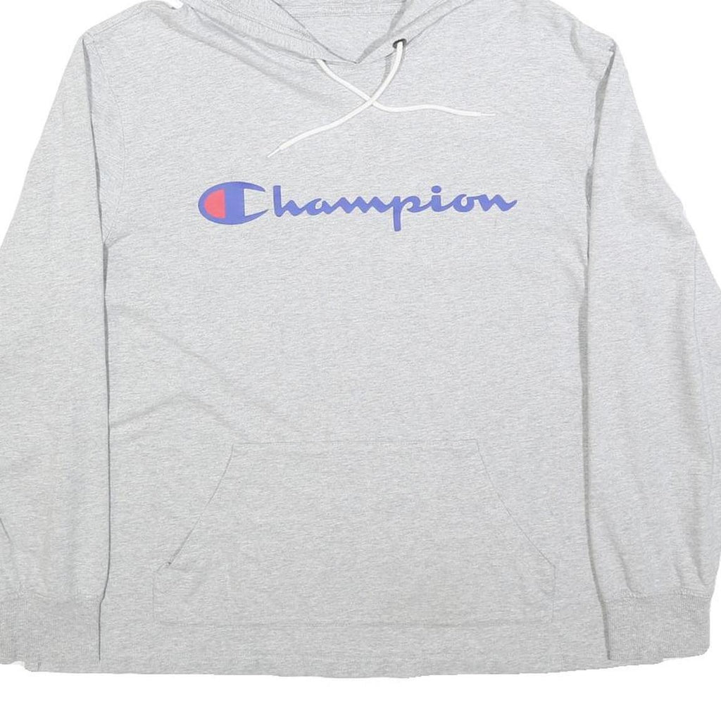 CHAMPION Womens Grey Pullover Hoodie L Cotton Blend Casual Sweatshirt