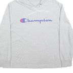 CHAMPION Womens Grey Pullover Hoodie L Cotton Blend Casual Sweatshirt