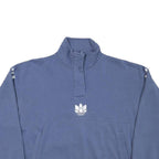 ADIDAS Womens Blue Cotton Blend Sweatshirt High Neck UK 14 Relaxed Fit 3 Stripe
