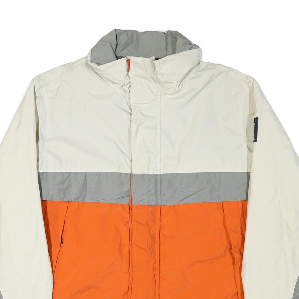 NAUTICA Mens White & Grey & Orange Colourblock Zip Jacket XL Polyester Blend