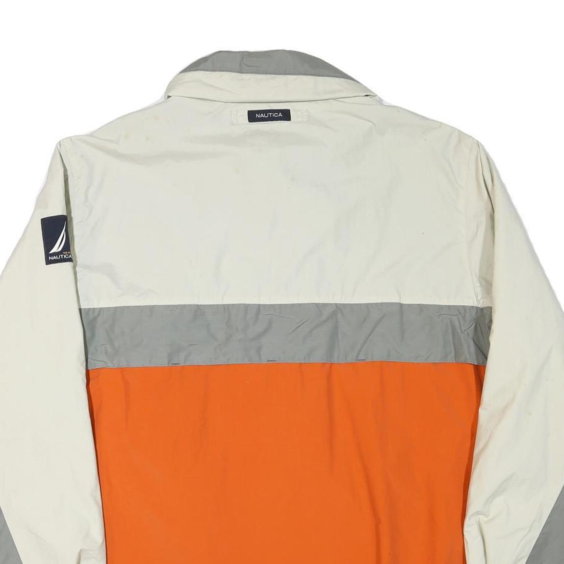 NAUTICA Mens White & Grey & Orange Colourblock Zip Jacket XL Polyester Blend