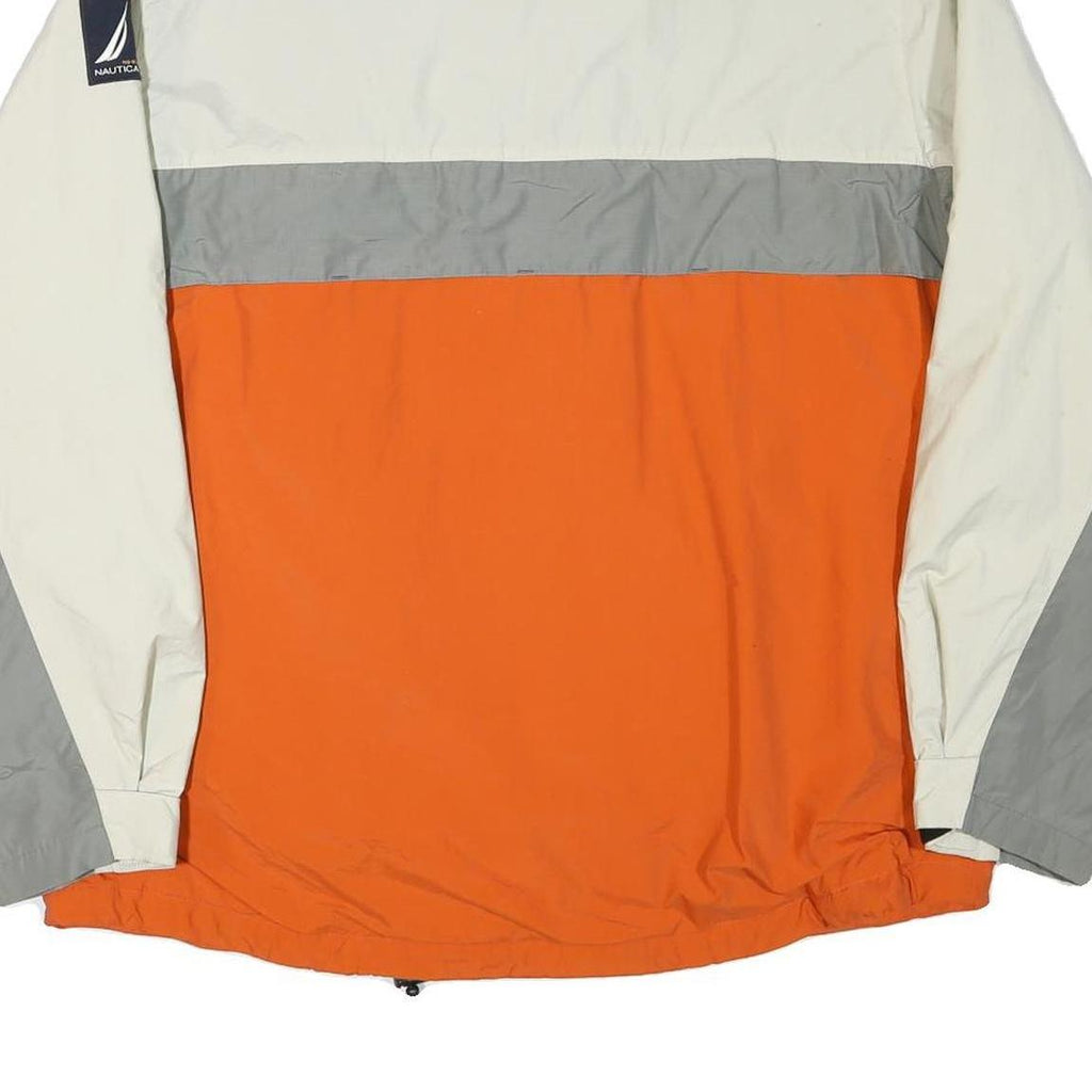 NAUTICA Mens White & Grey & Orange Colourblock Zip Jacket XL Polyester Blend