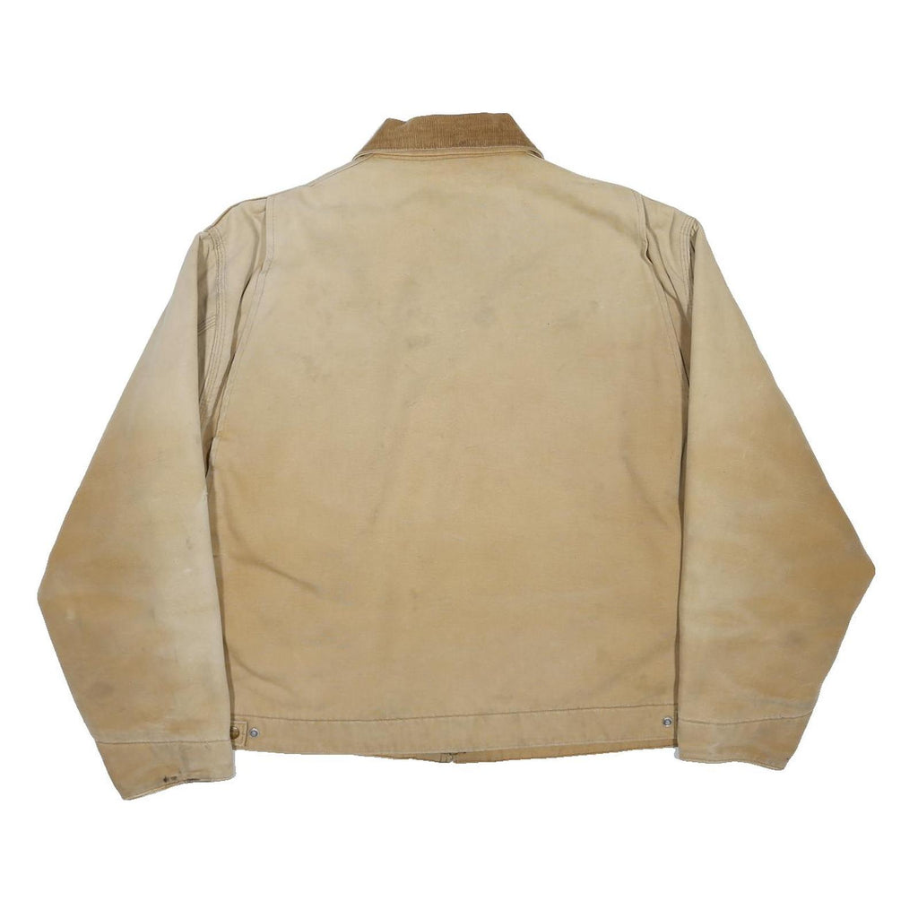 CARHARTT Detroit Mens Beige Brown Workwear Blanket-Lined Jacket XL Cotton Zip