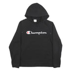 CHAMPION Mens Black Hoodie L Cotton Blend Pullover Hooded Sweatshirt