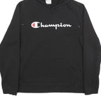CHAMPION Mens Black Hoodie L Cotton Blend Pullover Hooded Sweatshirt