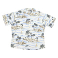 PIERRE CARDIN Mens White Blue Tropical Print Shirt 2XL Cotton Blend Casual