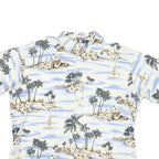 PIERRE CARDIN Mens White Blue Tropical Print Shirt 2XL Cotton Blend Casual