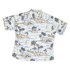 PIERRE CARDIN Mens White Blue Tropical Print Shirt 2XL Cotton Blend Casual