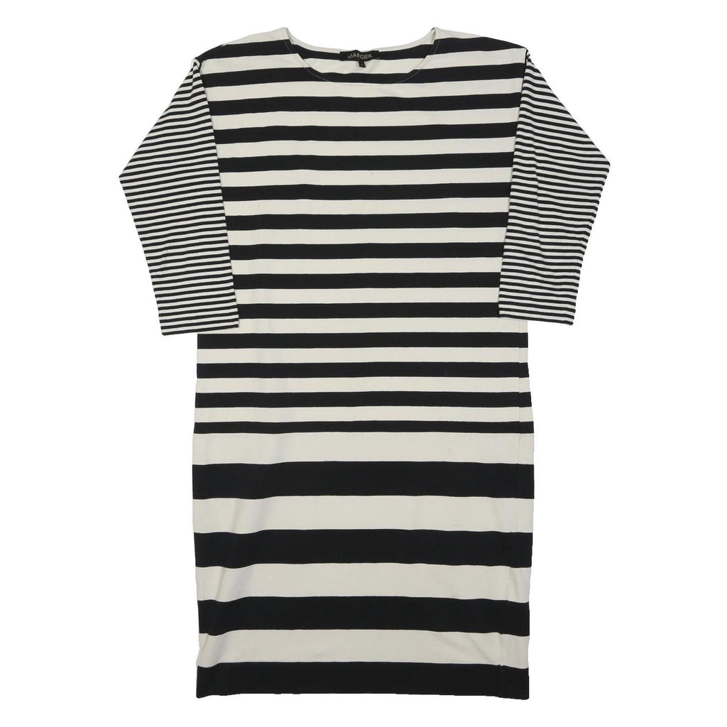 JAEGER Womens Black & White Stripe Day Dress Cotton Blend S Classic Nautical