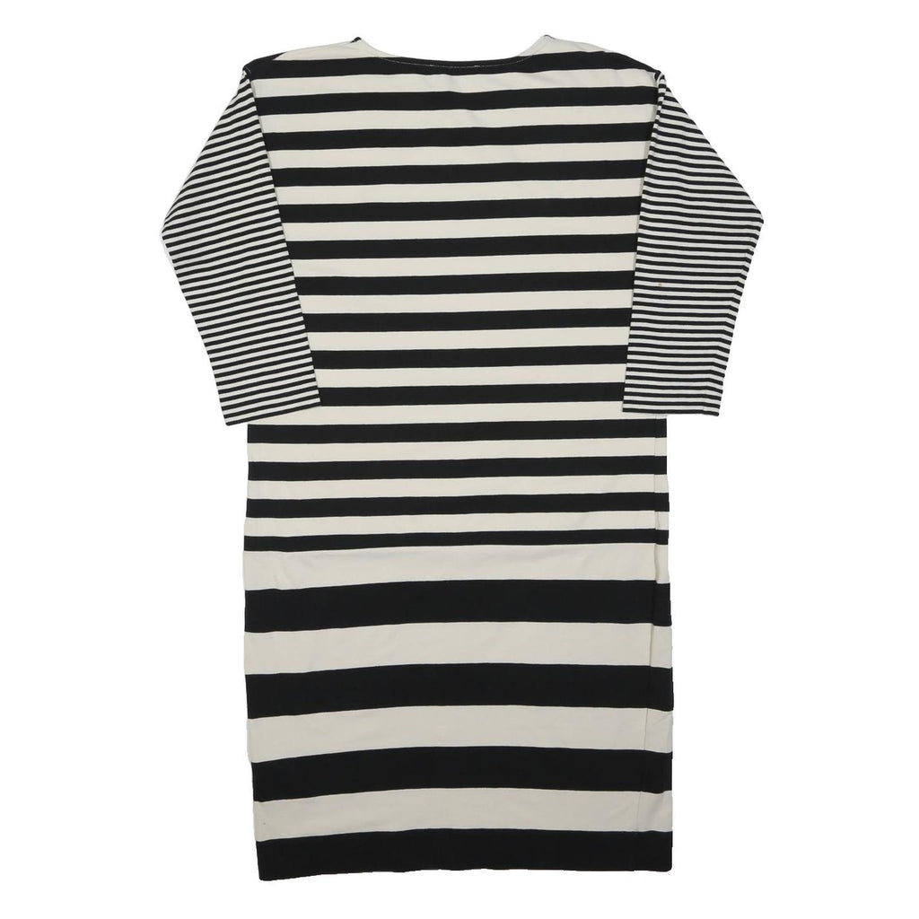 JAEGER Womens Black & White Stripe Day Dress Cotton Blend S Classic Nautical
