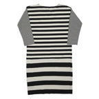 JAEGER Womens Black & White Stripe Day Dress Cotton Blend S Classic Nautical