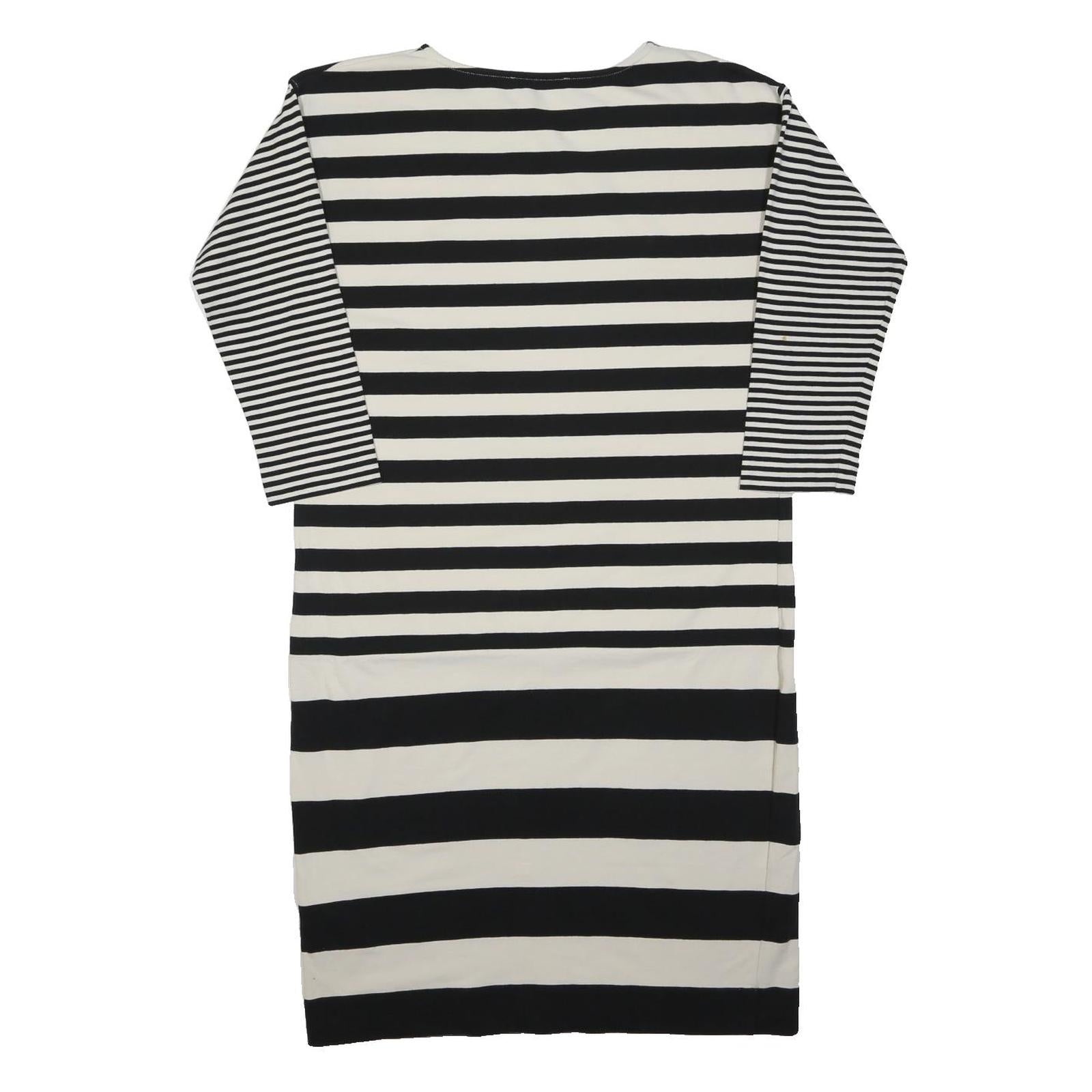 JAEGER Womens Black & White Stripe Day Dress Cotton Blend S Classic Nautical