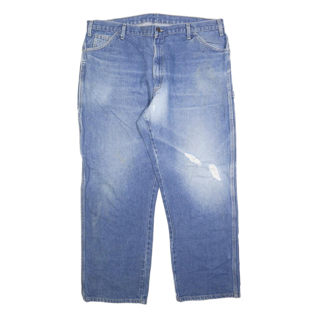 DICKIES Mens Relaxed Blue Denim Light W42 L30 Jeans Zip Closure Workwear