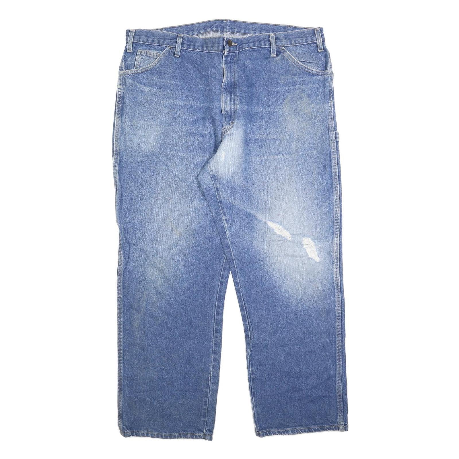 DICKIES Mens Relaxed Blue Denim Light W42 L30 Jeans Zip Closure Workwear