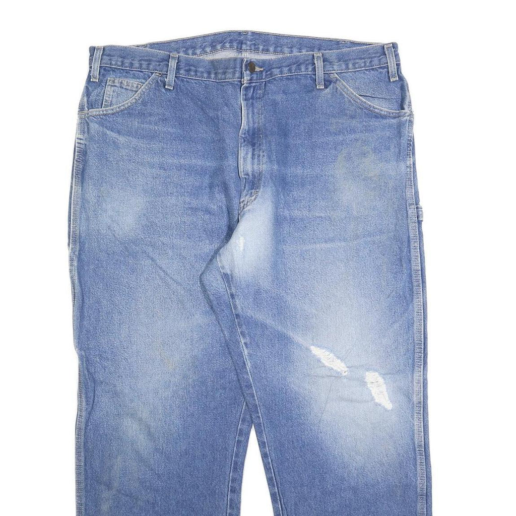 DICKIES Mens Relaxed Blue Denim Light W42 L30 Jeans Zip Closure Workwear