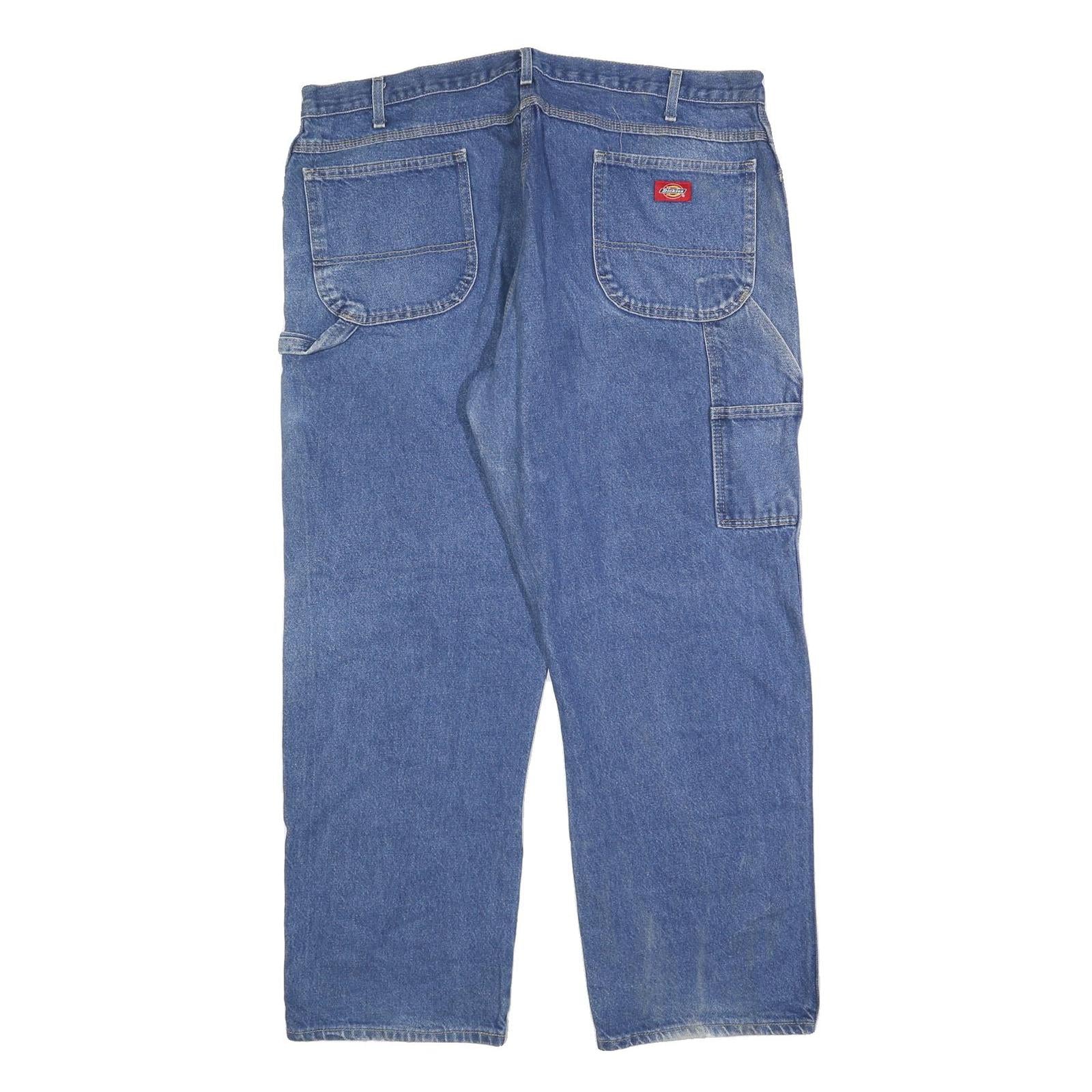 DICKIES Mens Relaxed Blue Denim Light W42 L30 Jeans Zip Closure Workwear