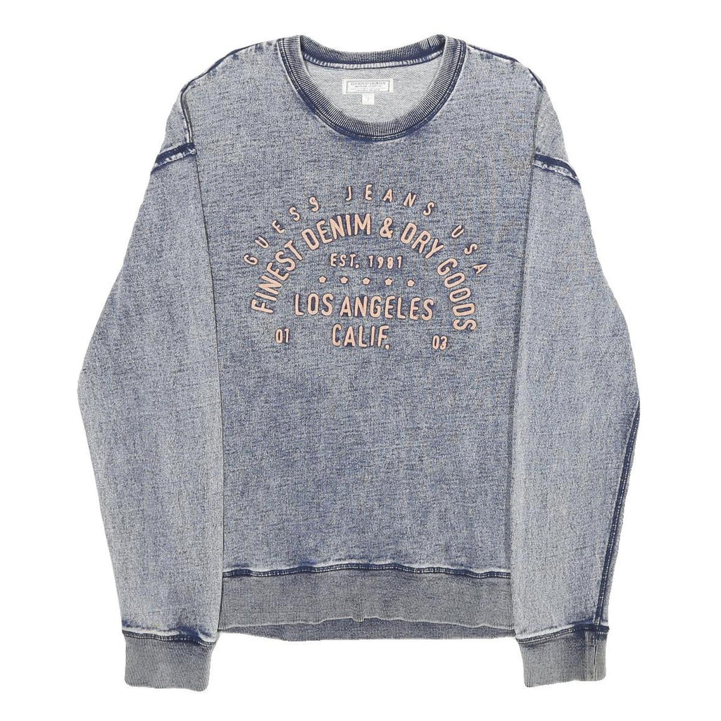 GUESS JEANS Mens Blue Round Neck S Sweatshirt Cotton Casual Pullover