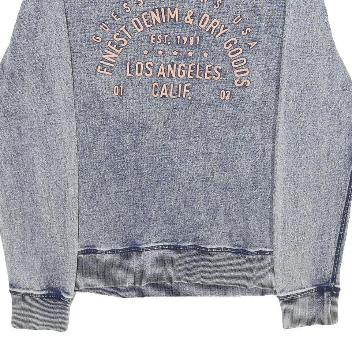 GUESS JEANS Mens Blue Round Neck S Sweatshirt Cotton Casual Pullover