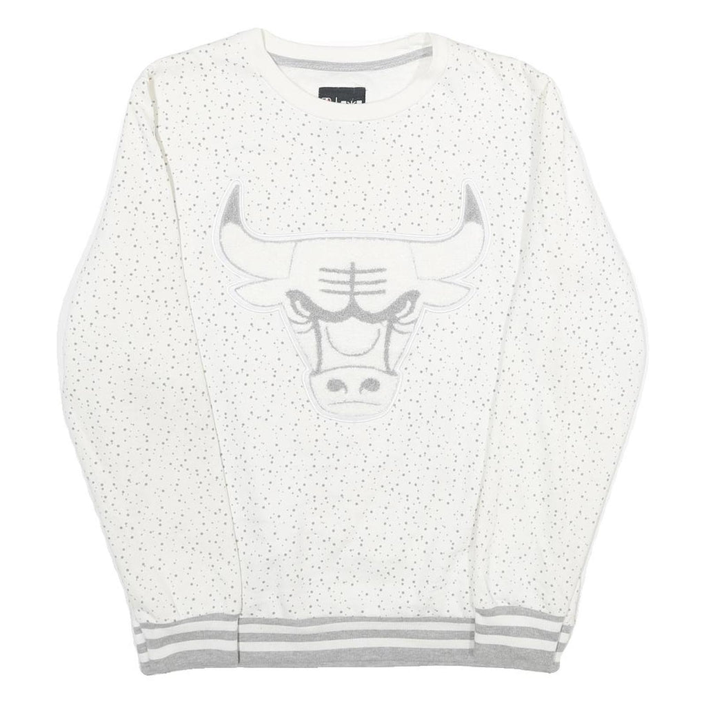 NBA Womens White Sweatshirt Chicago Bulls Crew Neck M Cotton Blend Pullover