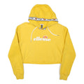 ELLESSE Womens Yellow Crop Hoodie UK 10 Logo Printed Hooded Sweatshirt