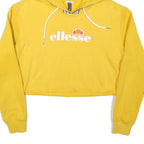 ELLESSE Womens Yellow Crop Hoodie UK 10 Logo Printed Hooded Sweatshirt