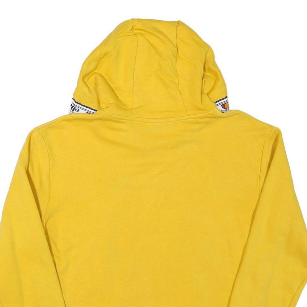 ELLESSE Womens Yellow Crop Hoodie UK 10 Logo Printed Hooded Sweatshirt