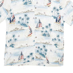 CAMPIA MODA Mens White Blue Sailboat Print Rayon Shirt M Summer Vacation Style