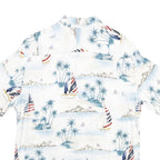 CAMPIA MODA Mens White Blue Sailboat Print Rayon Shirt M Summer Vacation Style
