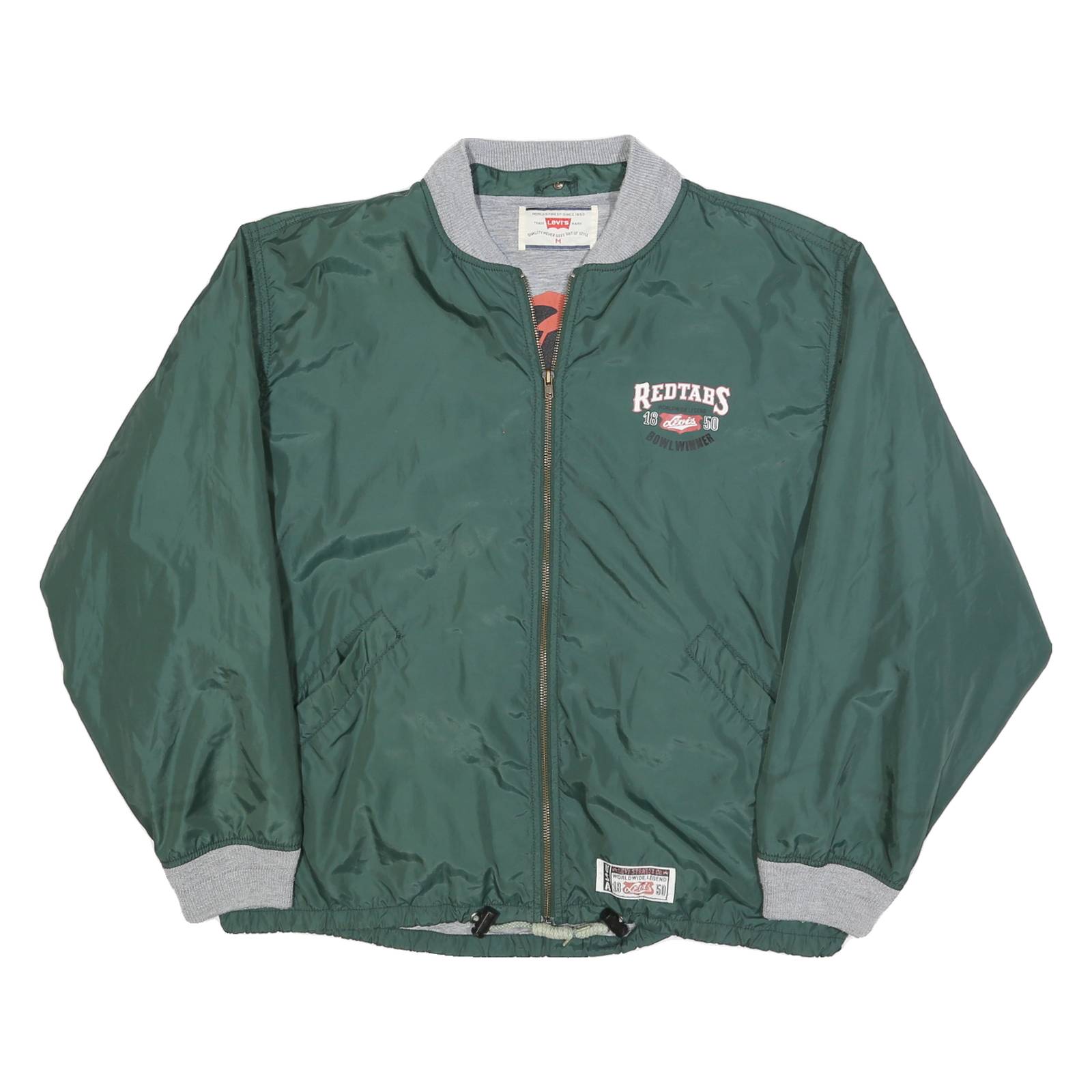 LEVI'S Mens Green Bomber Jacket M Polyester Zip Pocketed Casual Outerwear
