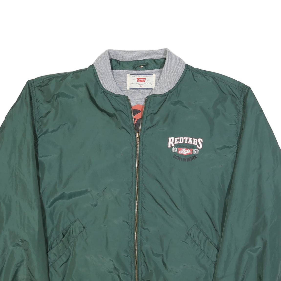 LEVI'S Mens Green Bomber Jacket M Polyester Zip Pocketed Casual Outerwear