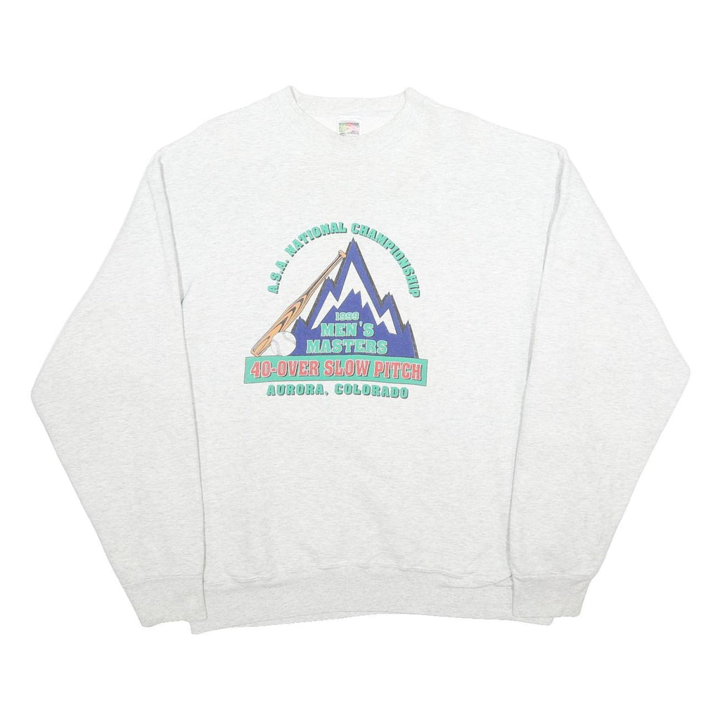 FRUIT OF THE LOOM Mens Grey 1999 Mens Masters 40-Over Slow Pitch Sweatshirt XL