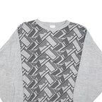 Womens Grey Geometric Pattern Plain Crew Neck Basic Knit Jumper L Acrylic