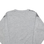 Womens Grey Geometric Pattern Plain Crew Neck Basic Knit Jumper L Acrylic