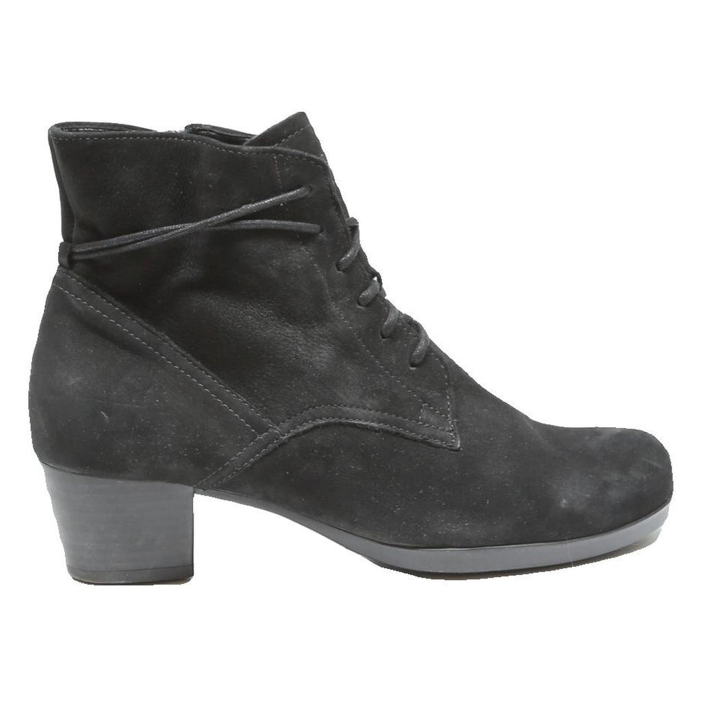 GABOR Womens Black Leather Ankle Boots UK 6 Lace-Up Comfortable Stylish