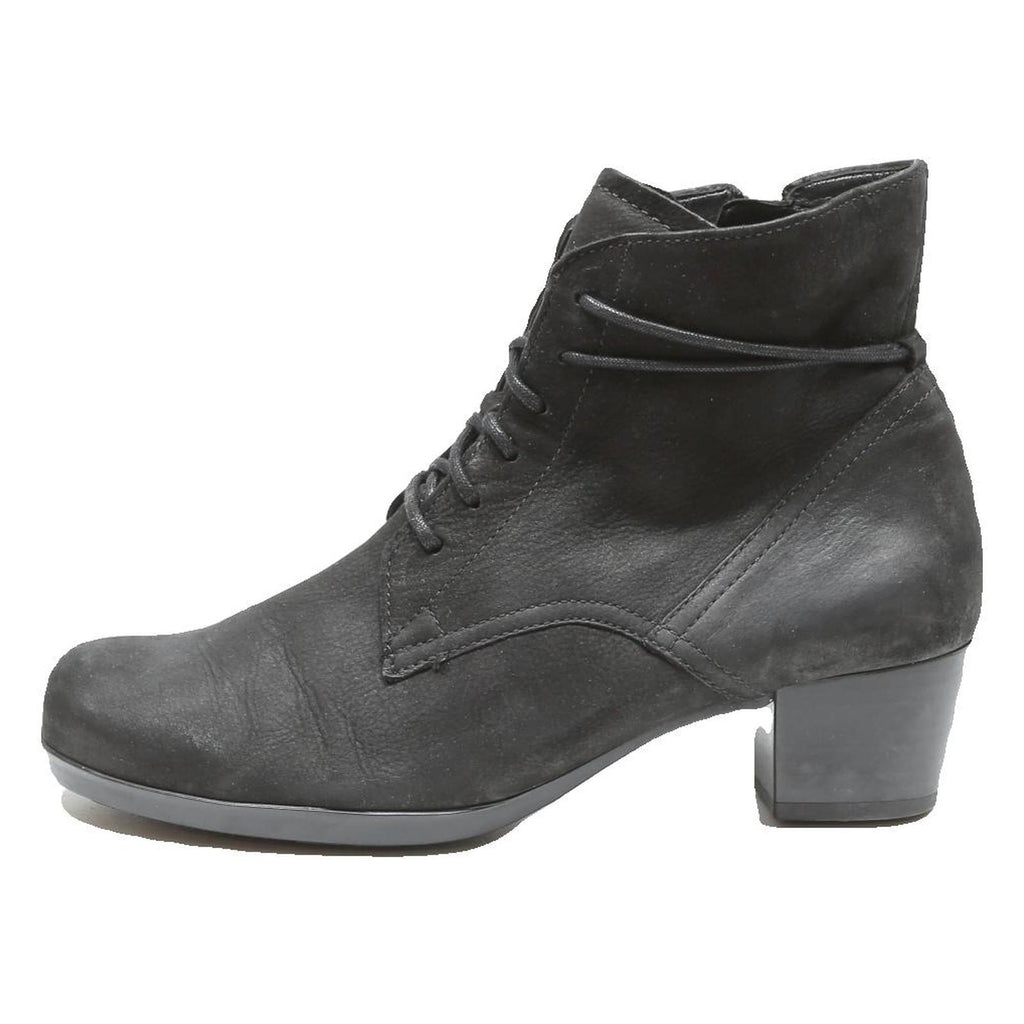 GABOR Womens Black Leather Ankle Boots UK 6 Lace-Up Comfortable Stylish